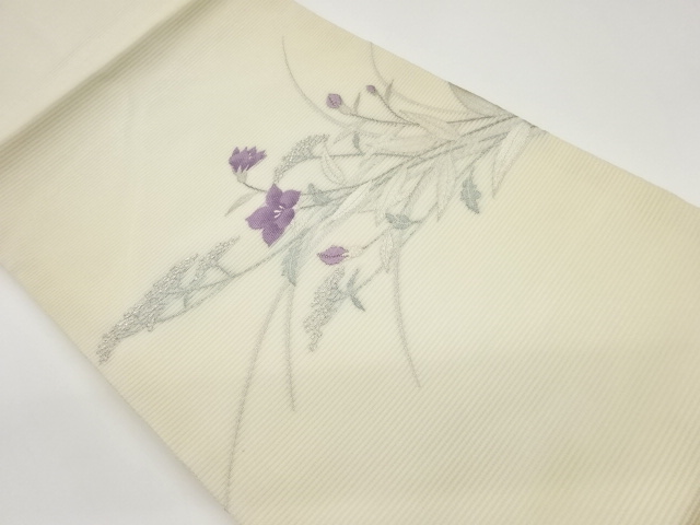 JAPANESE NAGOYA OBI FOR SUMMER / TSUZURE / WOVEN FLORAL PLANTS